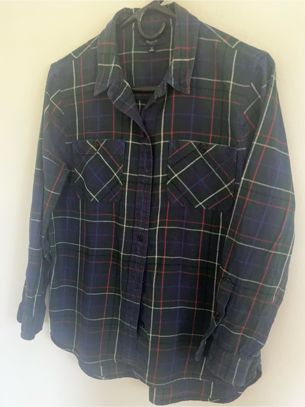 Madewell Plaid Flannel Shirt Blue Green Red Long Sleeve Button Up Womens M - Picture 2 of 6